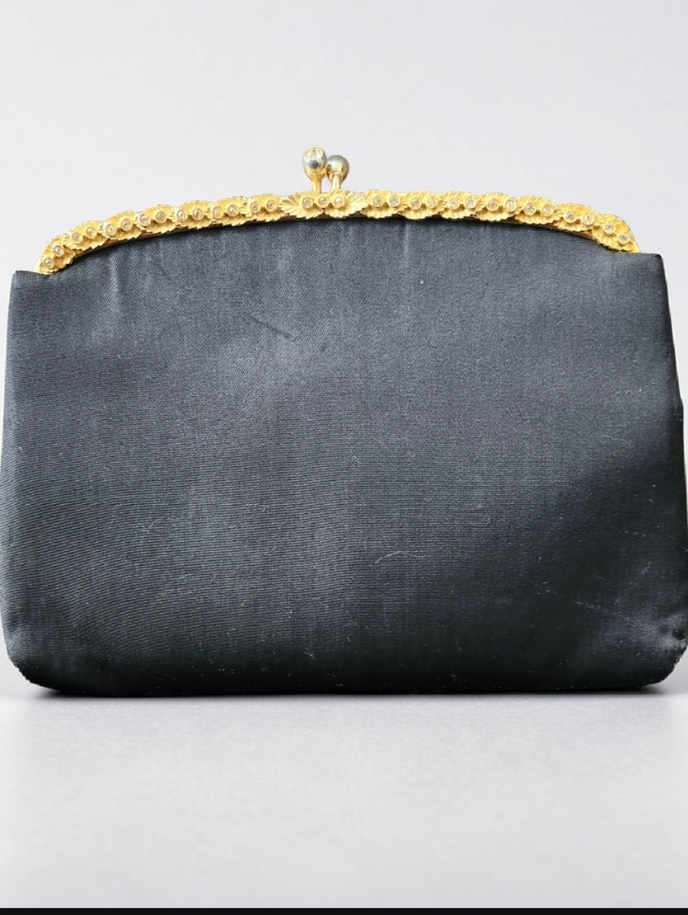 Vintage 1960  Harry Levine Gold Floral Kiss Lock Clutch